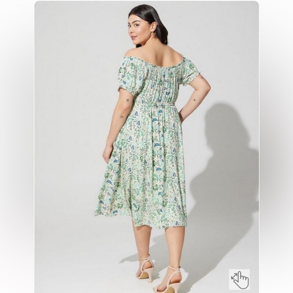 Torrid Size 2 Midi Challis Off-Shoulder Dress - Picture 3 of 13